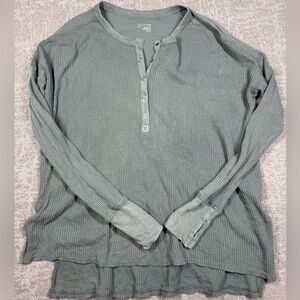Offline By Aerie Waffle Henley Long Sleeve Shirt Size XS